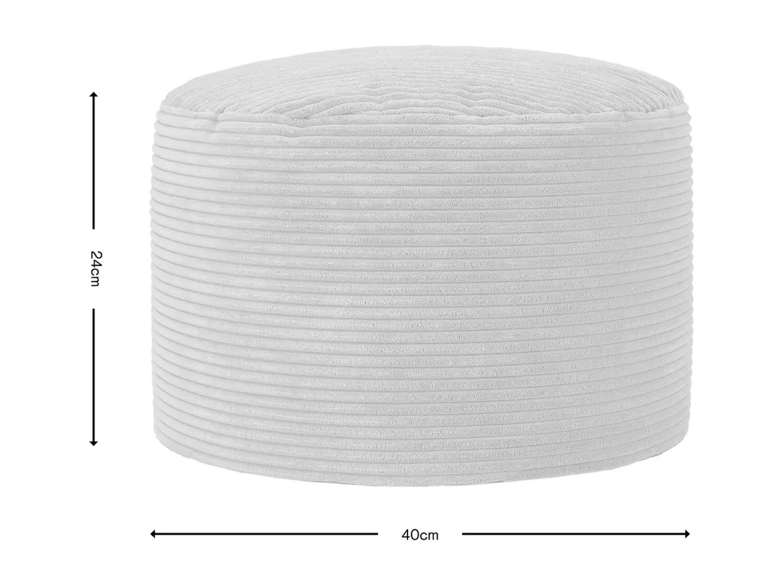 Pouf rond velours côtelé beige - FRANKIE