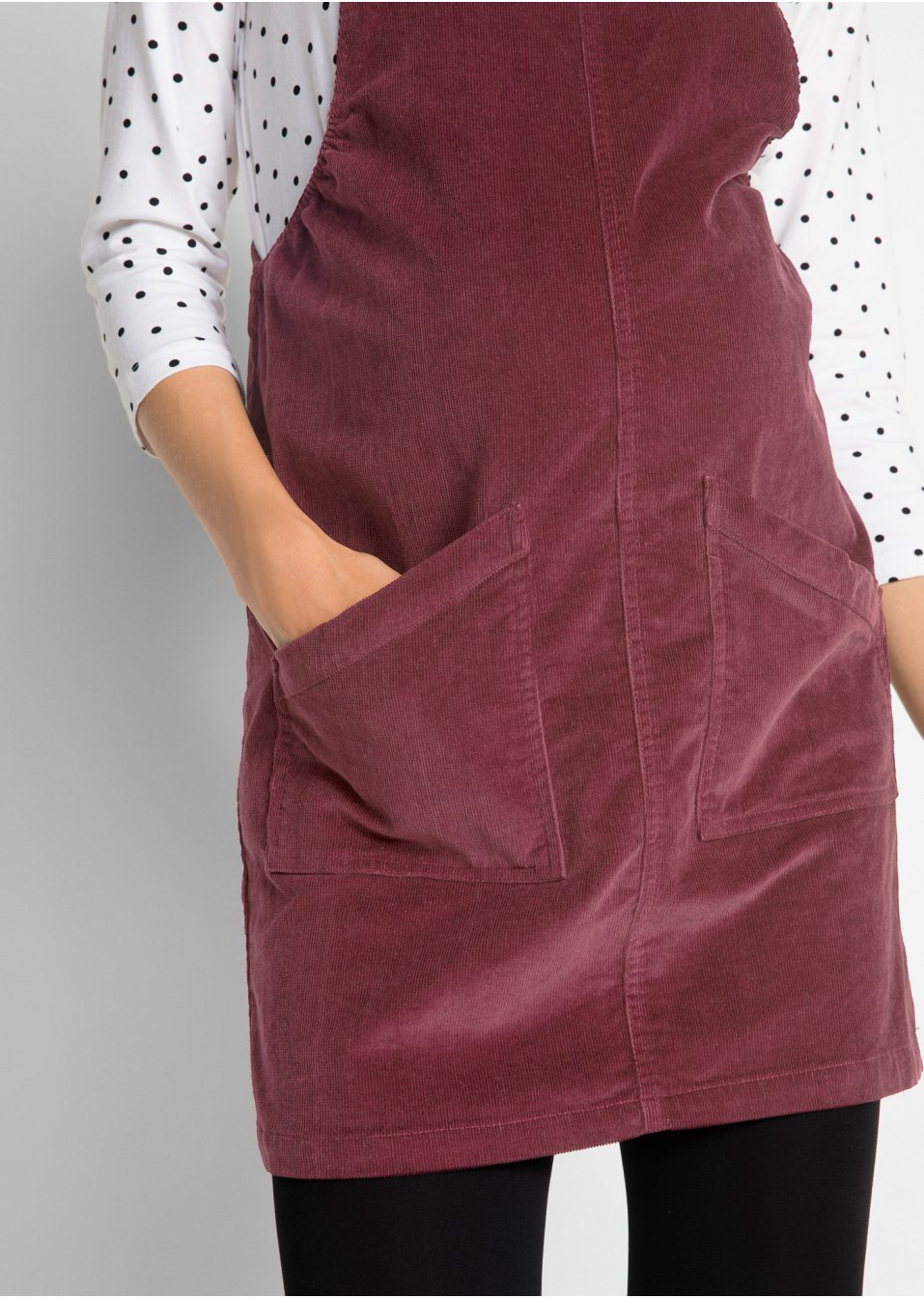 Robe-salopette de grossesse en velours côtelé