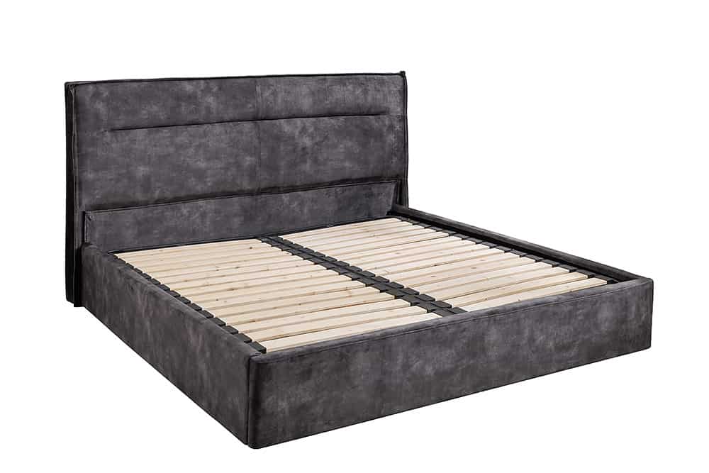 Modernes Boxbett STORAGE 180x200cm grau Samt mit Stauraum und Lattenrost