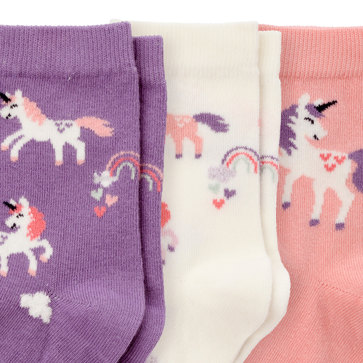 Topolino 3 Paar Mädchen Socken mit Einhörnern weiss / rosa / lila