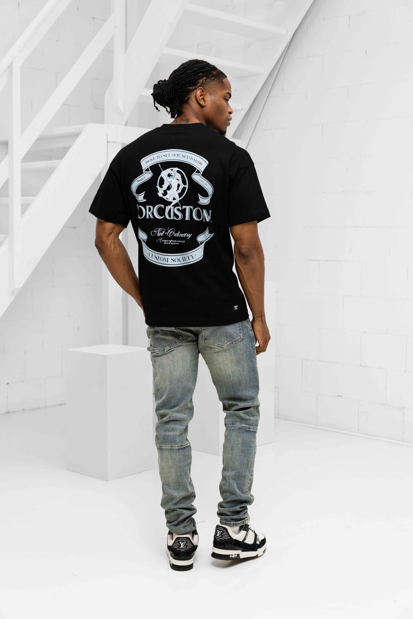 Jorcustom Ribbon Loose Fit T-Shirt Heren Zwart