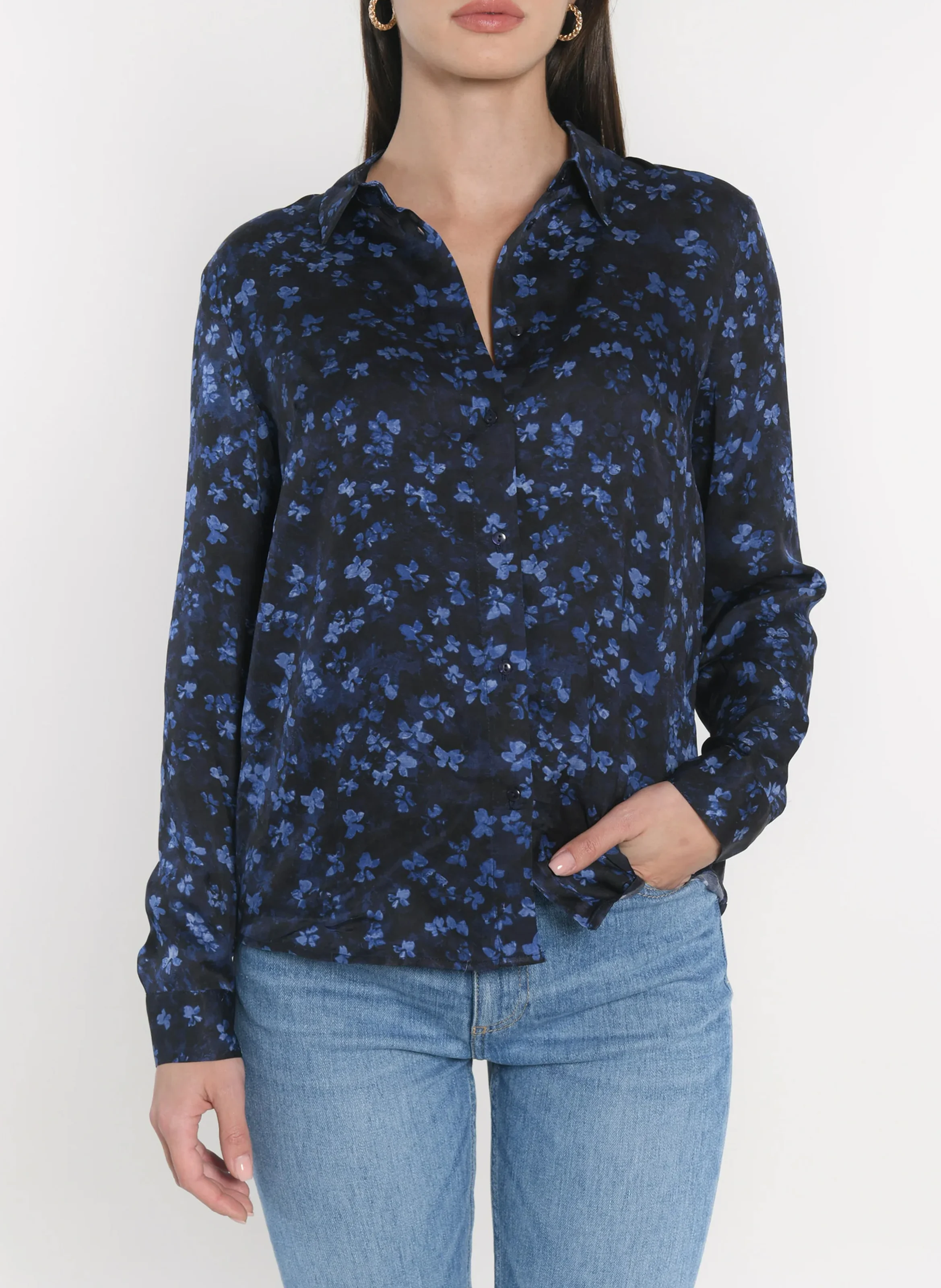 CAMILLE - Chemise fluide imprimé| Bleu