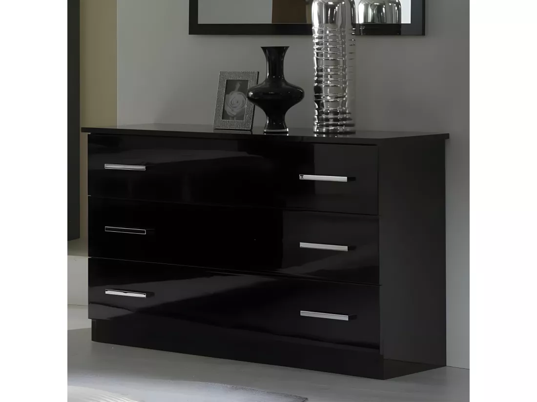 Chambre Complète 180x200 Laqué Noir Brillant - AREZZO