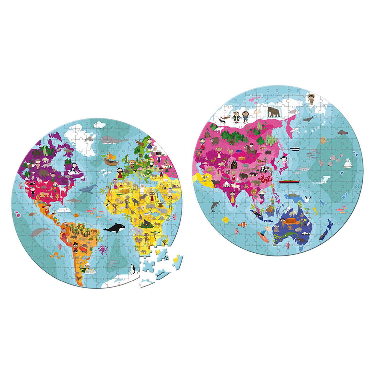 Janod - Wereldpuzzel Rond, 208st.