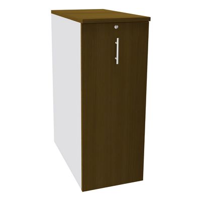 Caisson TOWER - L44 x H114 x P80 cm - 3 tablettes + 1 support DS réglable - structure blanc perle - dessus et façade imitation noyer