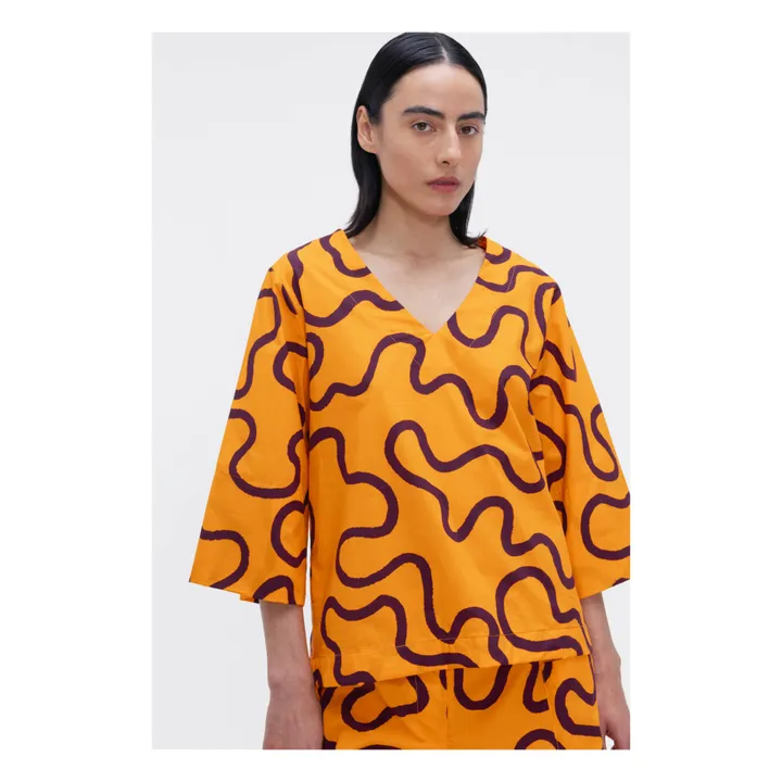 Our Sister Chemise Blossom Imprimée Popeline de Coton | Orange