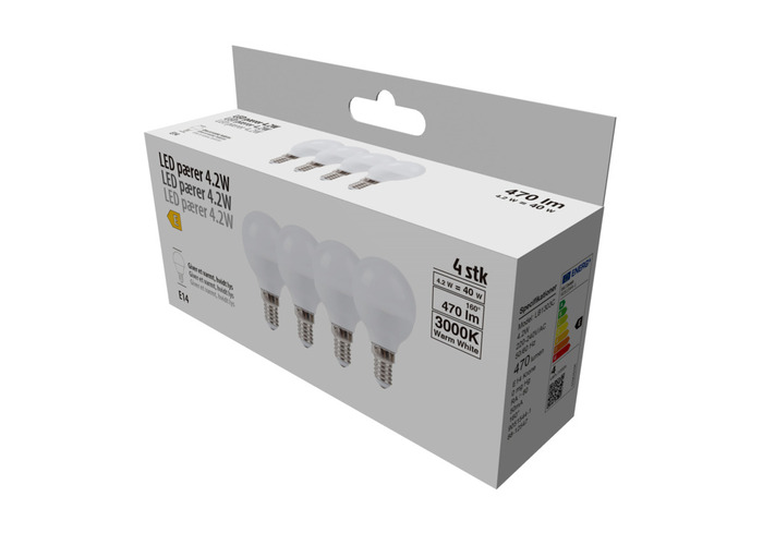 LED-pære krone 4,2 W E14 4-pk.