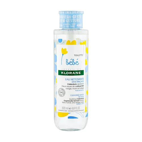Klorane - Bébé - Eau nettoyante au Calendula apaisant - Peau normale 500 ml
