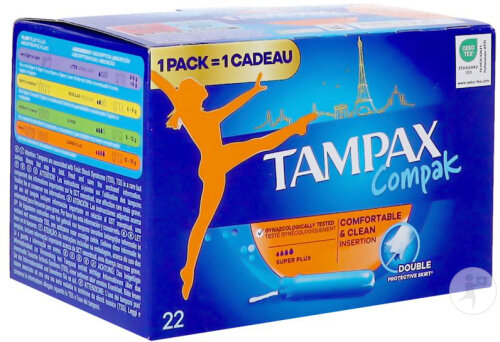 Tampax Compak Super Plus Tampons 22 Pièces