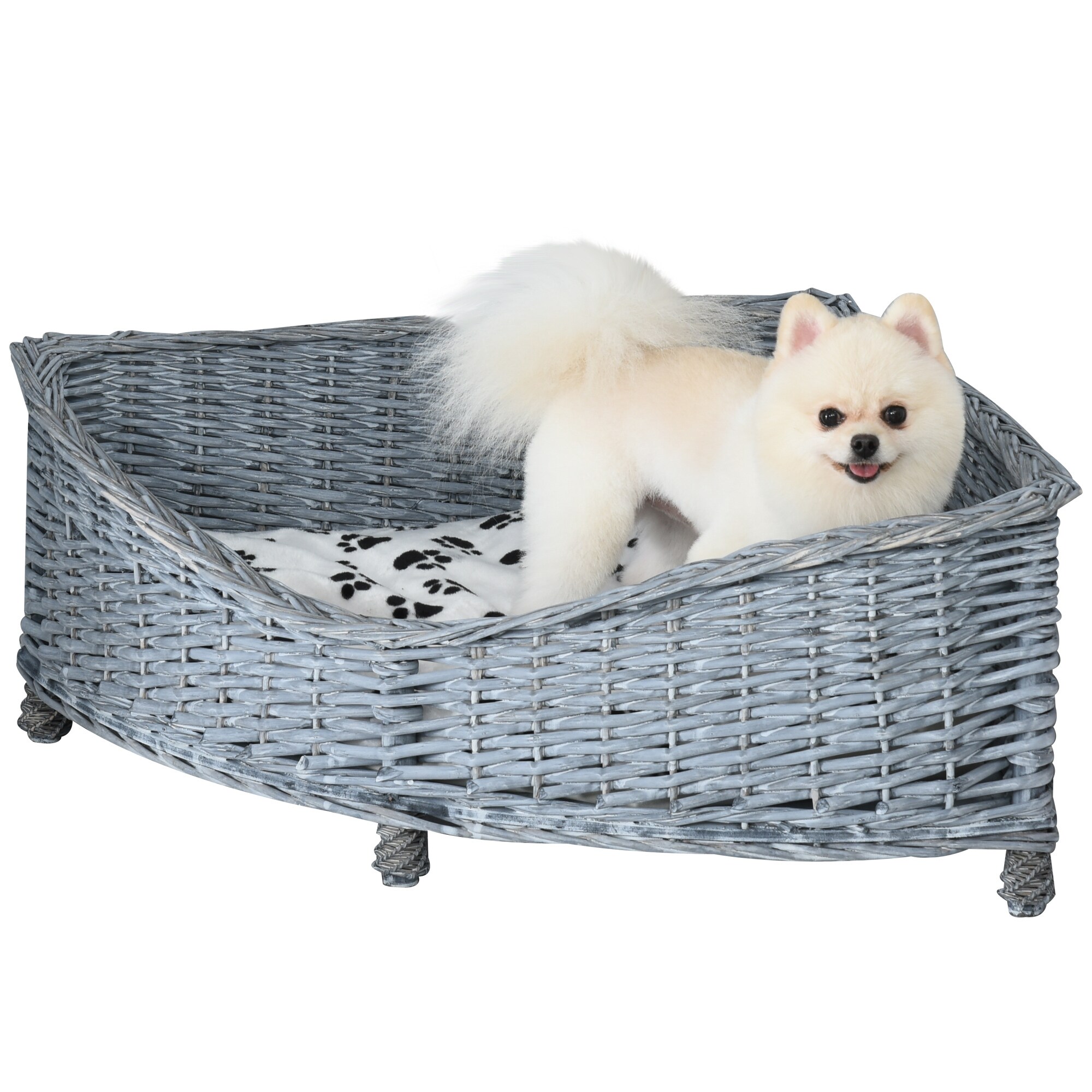 PawHut Haustierbett mit Kissen grau 68B x 68T x 32H cm