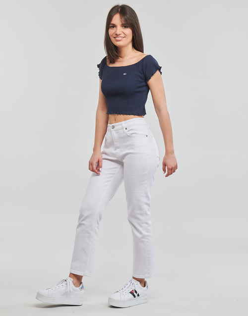 Tommy Jeans - TJW CROP RIB OFF SHOULDER TOP Marino