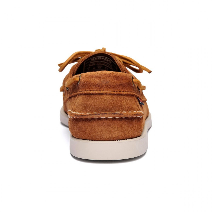 DOCKSIDES SUEDE BROWN COGNAC-Chaussures bateau pour homme en suede cognac Portland