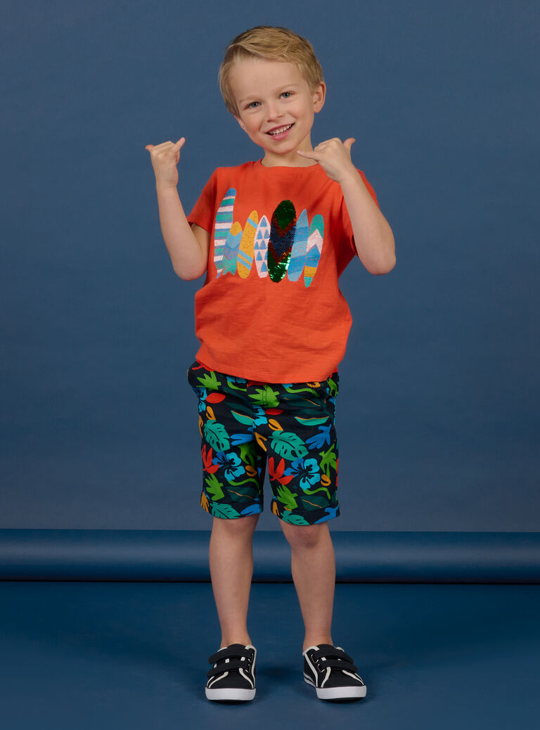 T-shirt orange à sequins réversibles enfant garçon