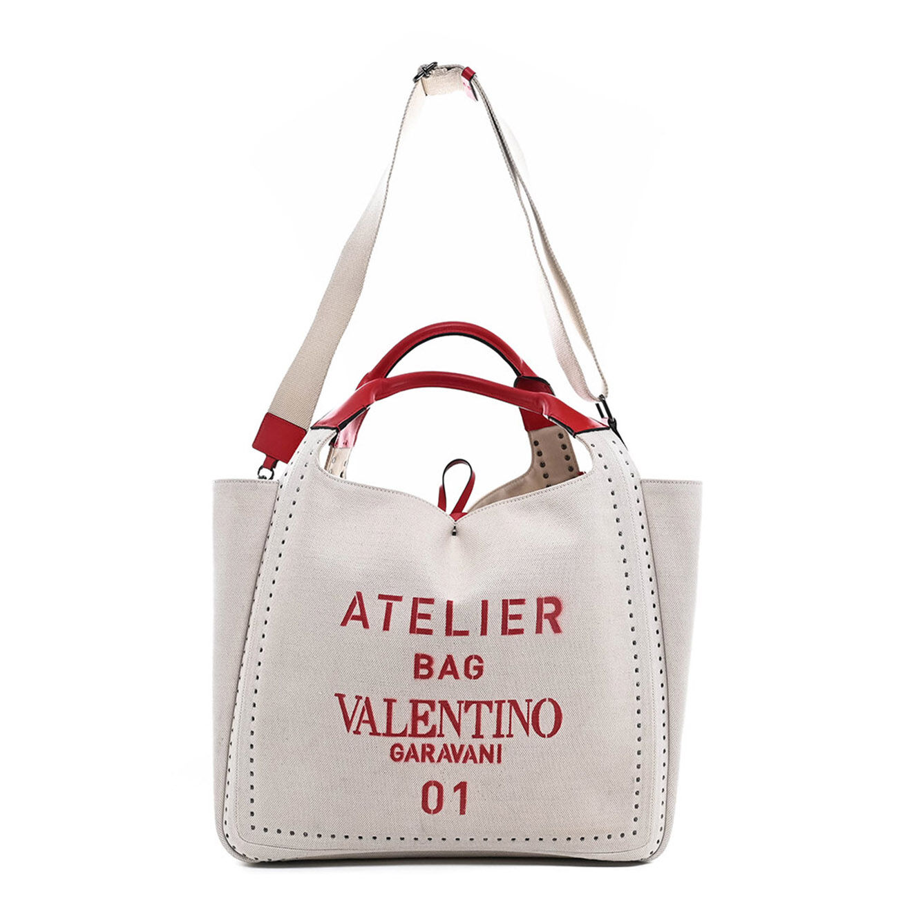 Valentino Sac cabas bandoulière Atelier Garavani en Toile beige - Neuf sans étiquette - L.38 cm