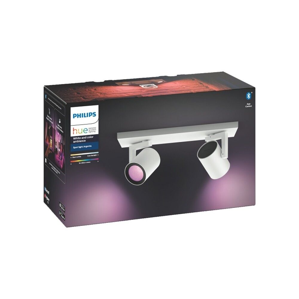 SPOTLAMPE PHILIPS HUE ARGENTA 2XGU10 5,7W HVIT