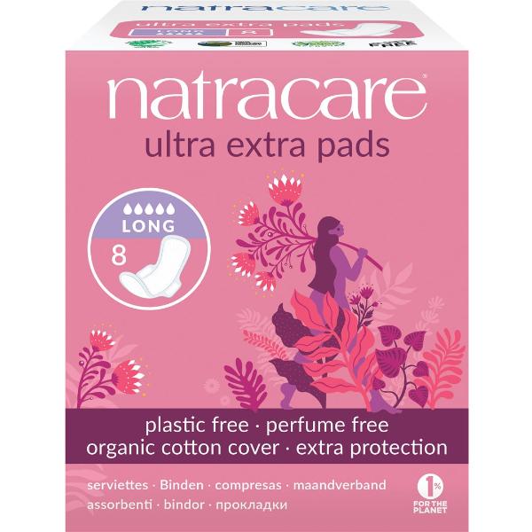 NATRACARE Damenbinden mit Flügel ultra extra lang 8 Stk