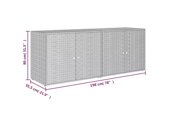 Armoire de rangement jardin Gris 198x55,5x80 cm Résine tressée