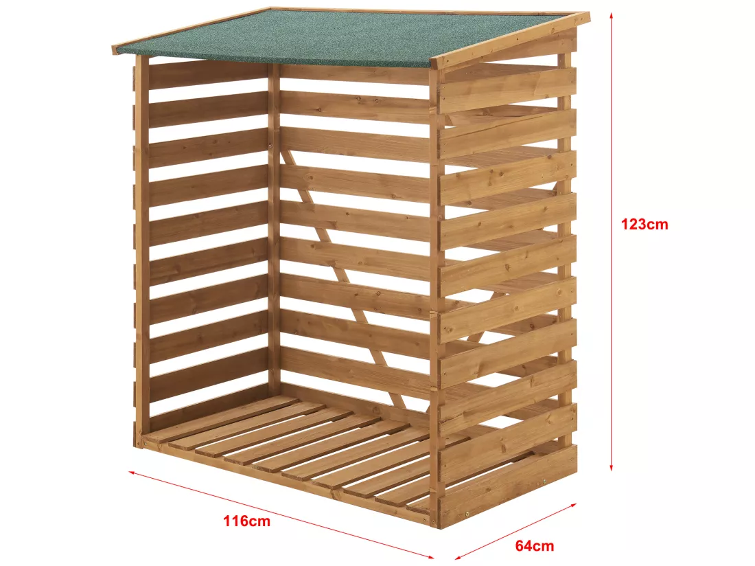 Abri-Bûches Couvert en Sapin à Toiture Bitumé 123 x 116 x 64 cm [en.casa]