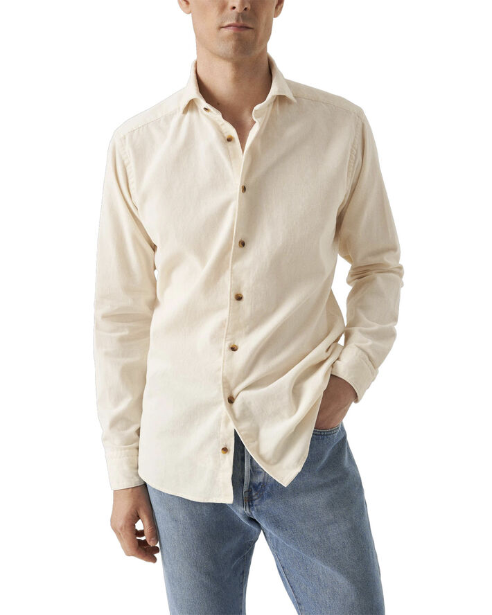 ETON Contemporary Fit White Fine Whale Coruroy Shirt Hvid