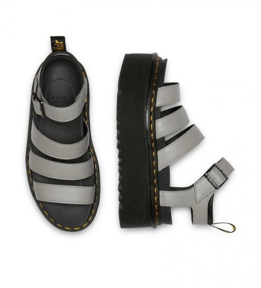 Sandálias Dr. Martens Blaire Quad em couro cinza