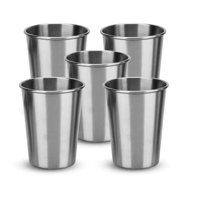 5x Stabelbare drikkekrus i rustfrit stål (170 ml)