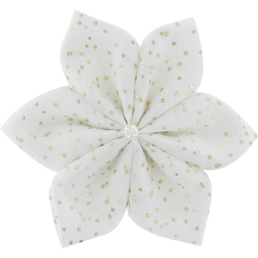Barrette Fleur Étoile Blanc Pailleté