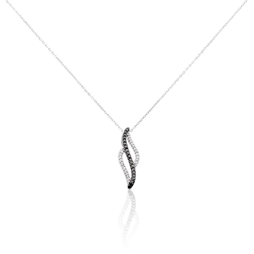 Collier Courbes Or Blanc Diamant