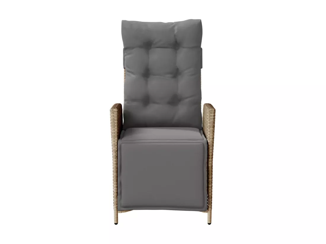 Chaise inclinable de jardin et repose-pied mélange beige rotin