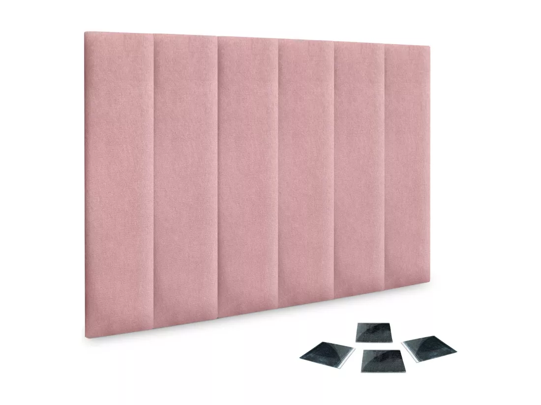 DHOME Lot de 6 Panneaux Rembourrés en Tissu Aqualine Autocollants pour Mur Acoustiques Absorbants Protection contre les Chocs (Rose, 60x30cm, x6)