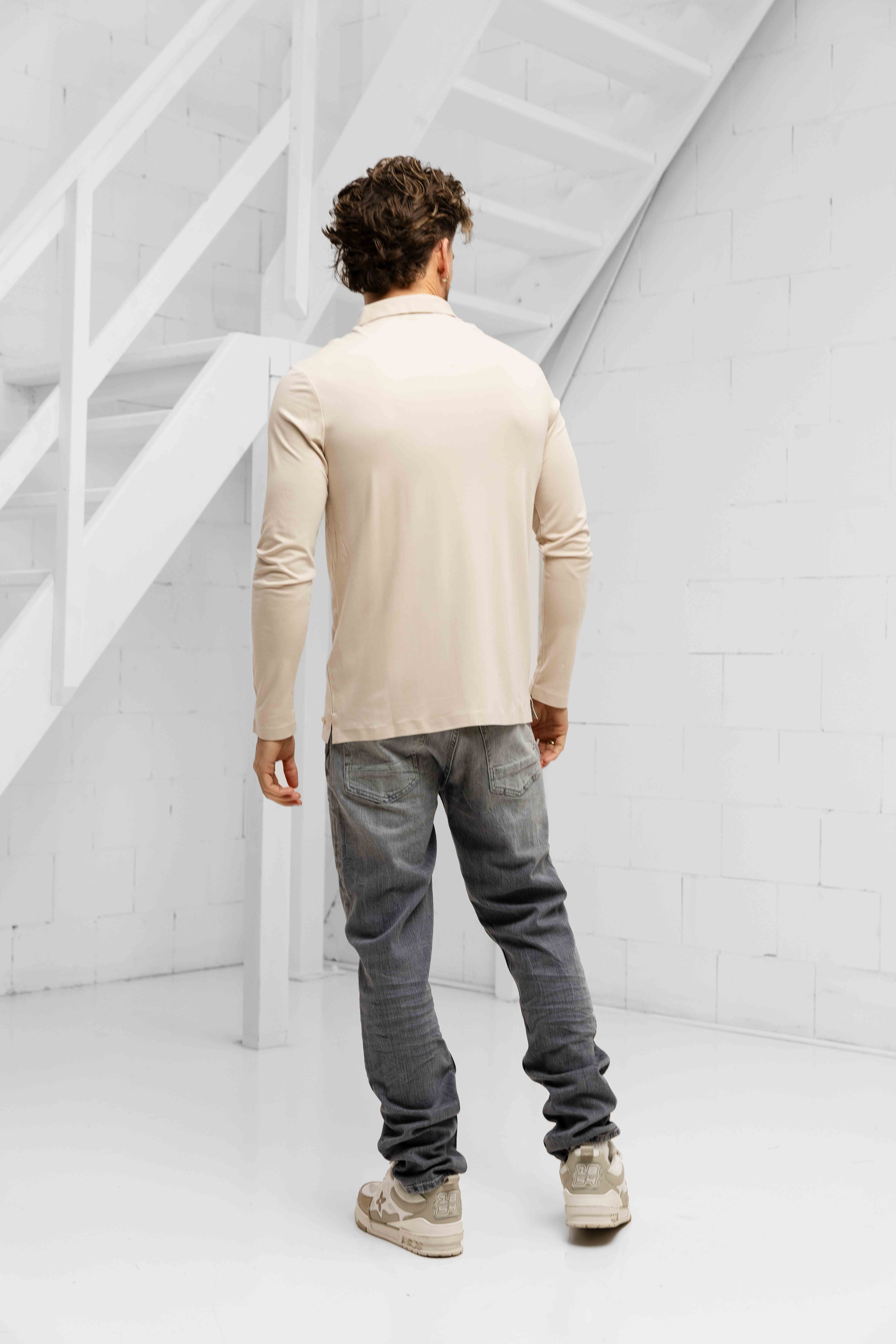 Dadado Bari Lange Mouwen Polo Heren Beige
