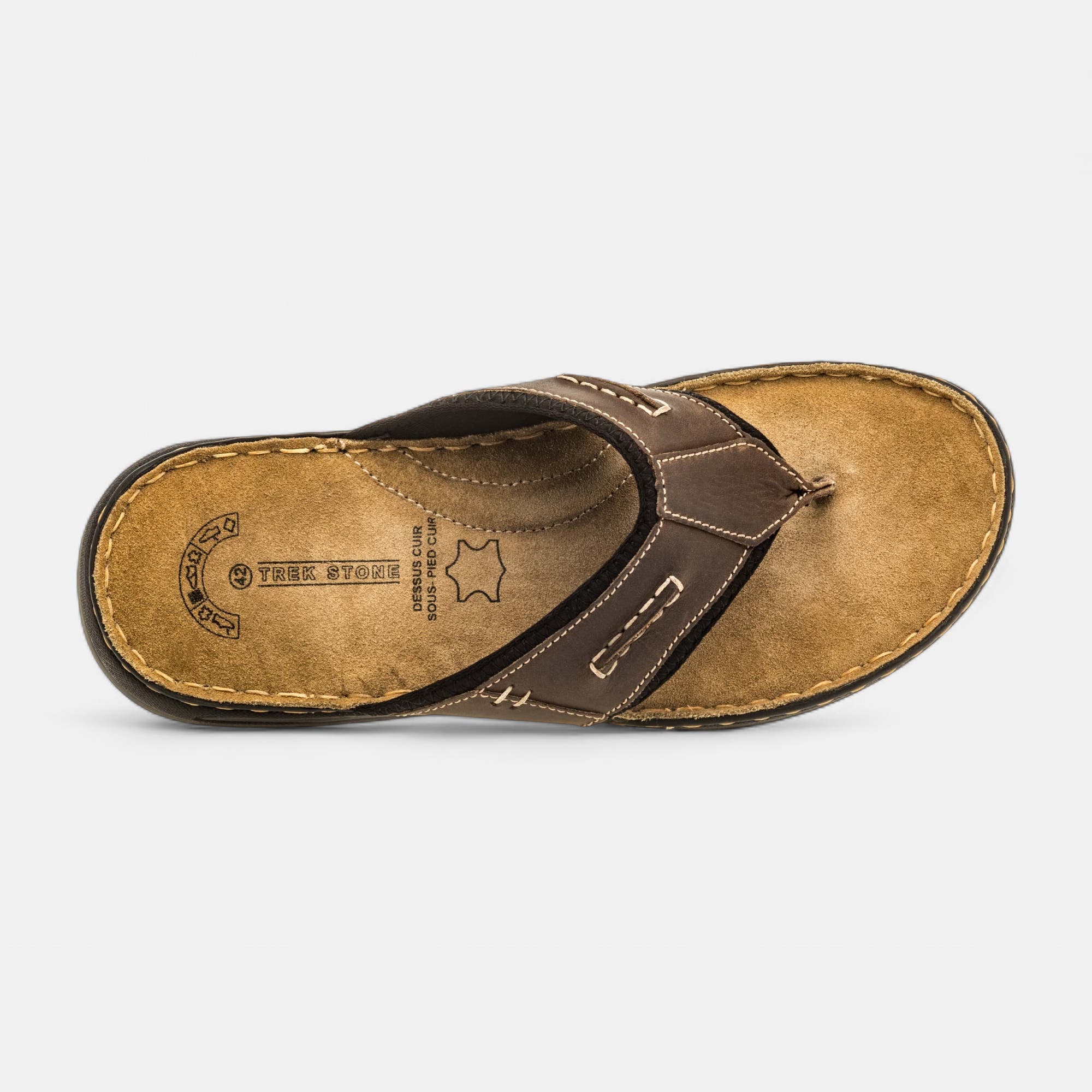 Entre-doigts Homme en cuir marron