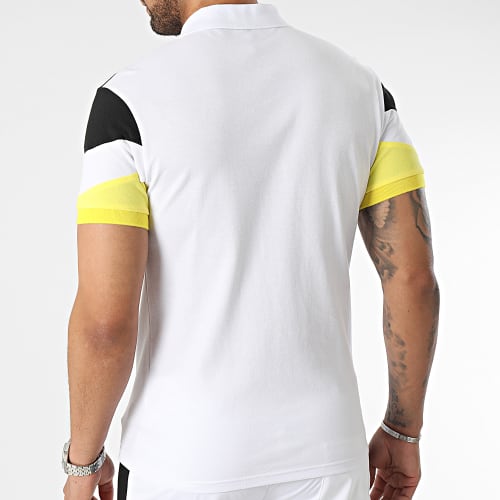 Ensemble Polo Manches Courtes Et Short Jogging Blanc Noir Jaune