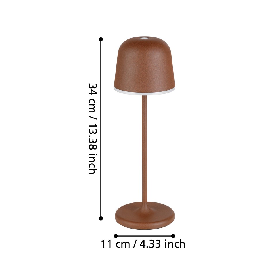 EGLO - MANNERA BORDLAMPE - Rustbrun - Højde: 34 cm, Diameter: 11 cm