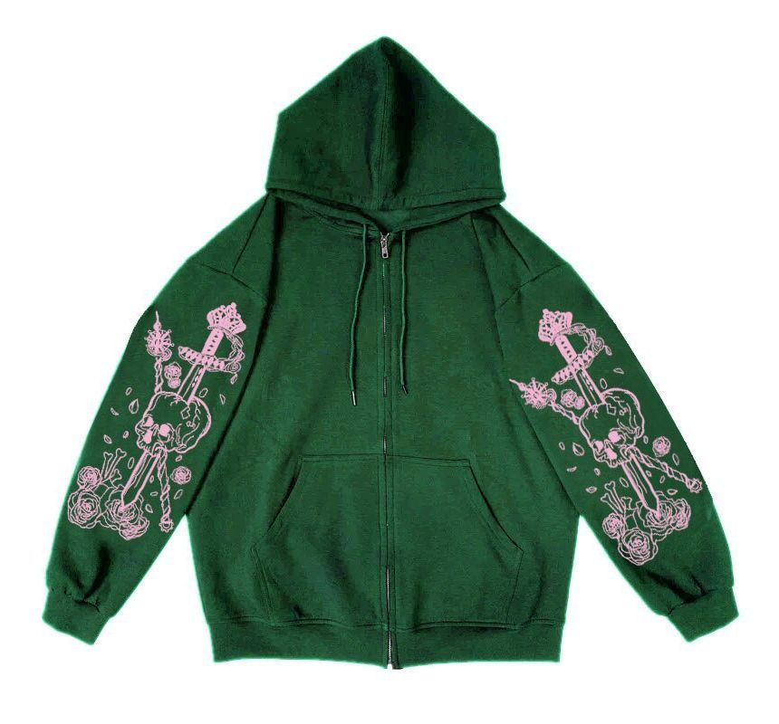 Jeshili - Hoodie met schedelprint en rits