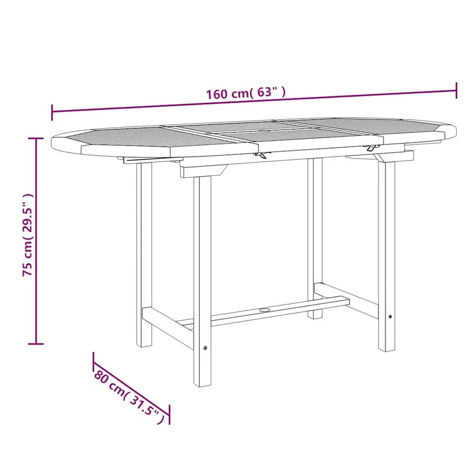 vidaXL - Tuintafel - Bruin - Massief teakhout - 110-160x80x75 cm - Verlengbaar