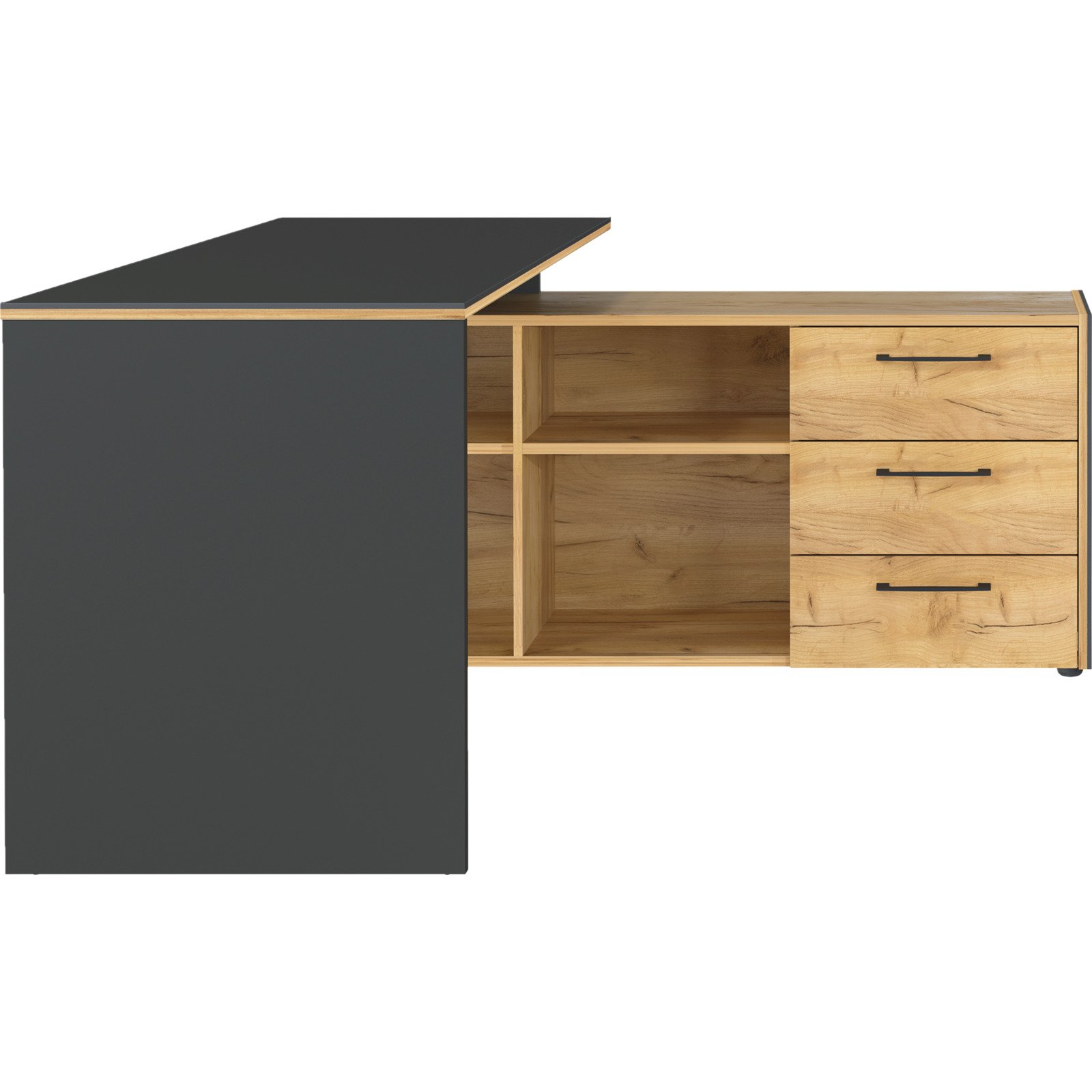 Schreibtisch mit Ablage Vito Dekor Eiche/Graphit-Optik 147 x 75 x 145 cm