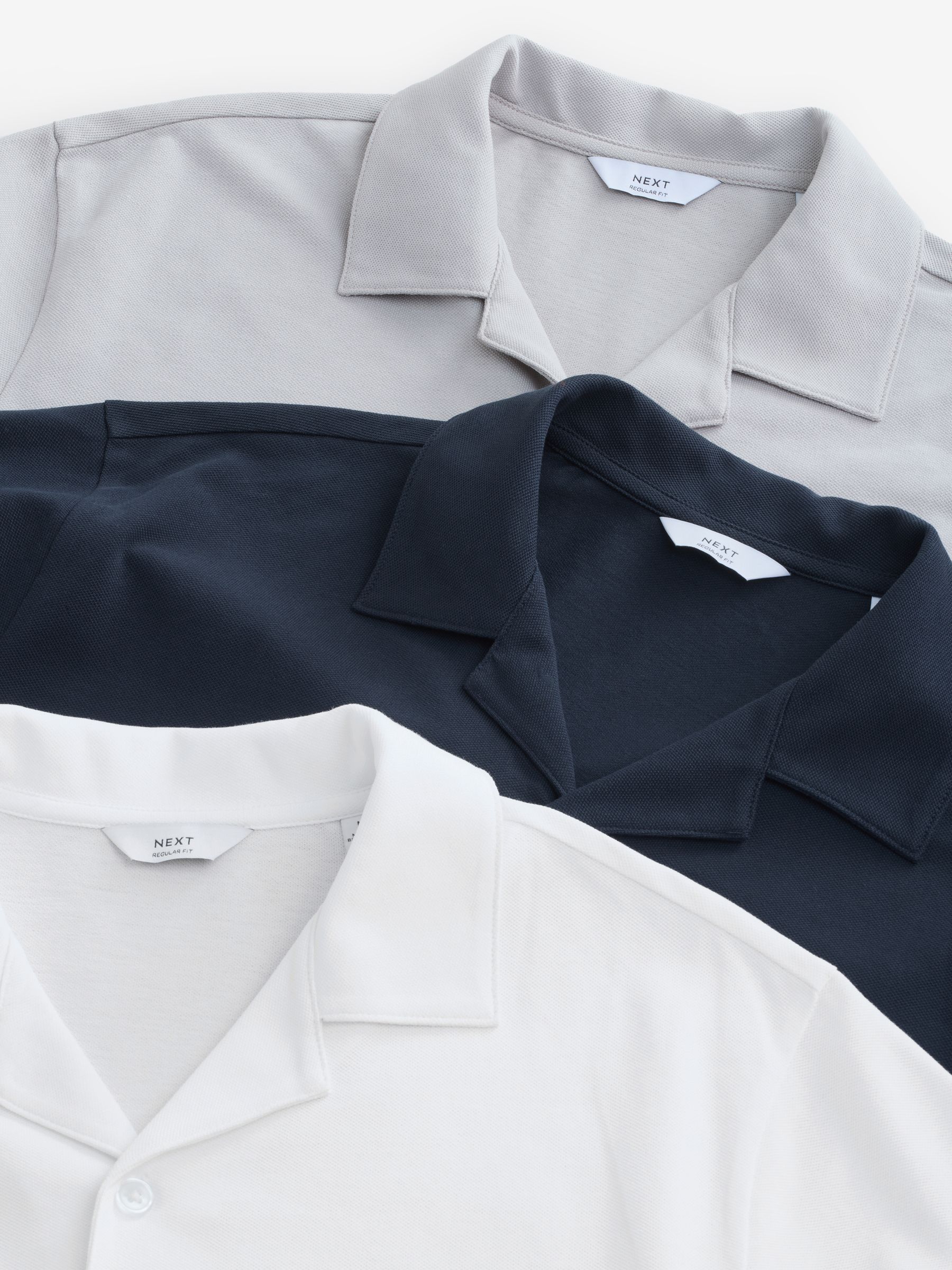 Marineblauw/grijs/wit - Piqué shirts met korte mouwen verpakking van 3