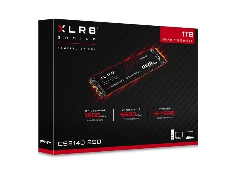 PNY XLR8 CS3140 - Solid State Drive - 1 TB - intern - M.2 2280 - PCI Express 4.0 x4 (NVMe) - 256-bit AES