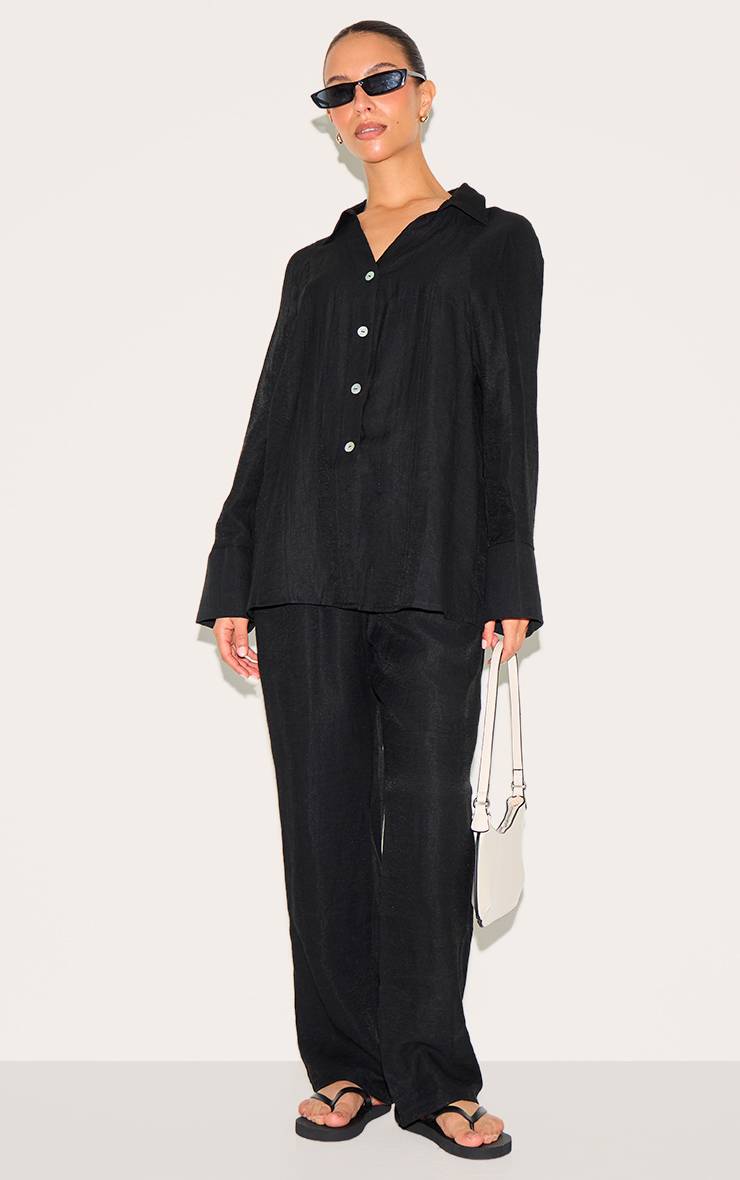 Noir Chemise Oversize Tissée Petite