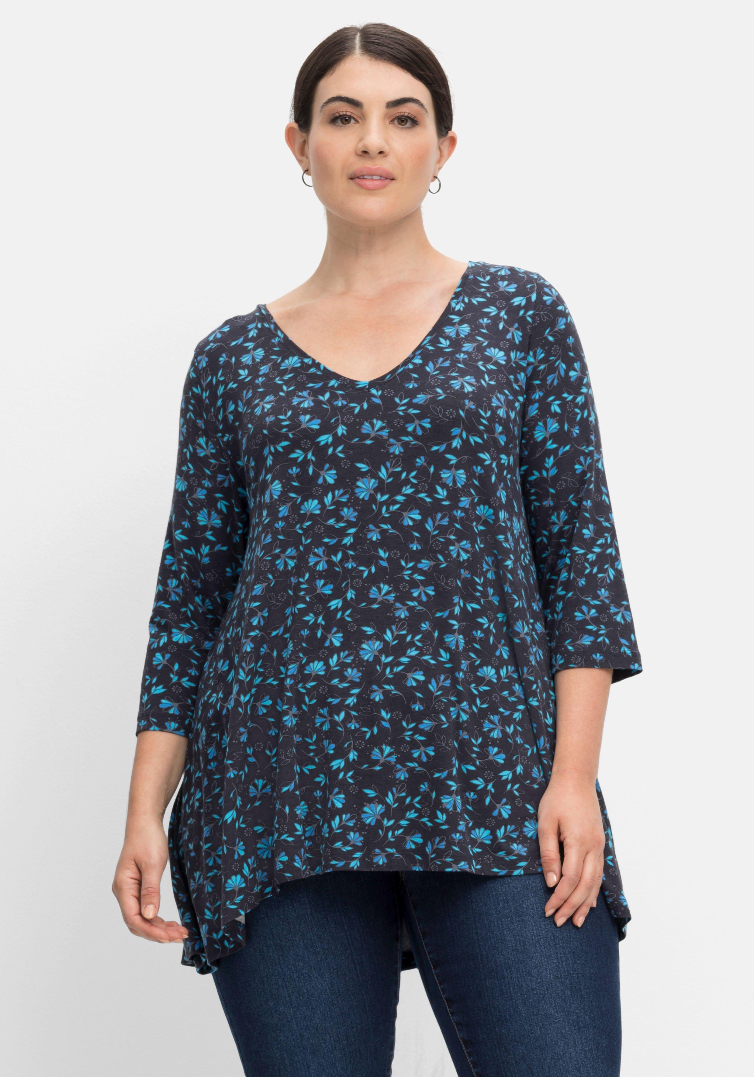 Shirt mit 3/4-Arm und Alloverdruck, leicht elastisch