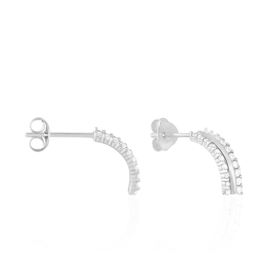 Créoles Sophie Rondes Argent Blanc Oxyde De Zirconium