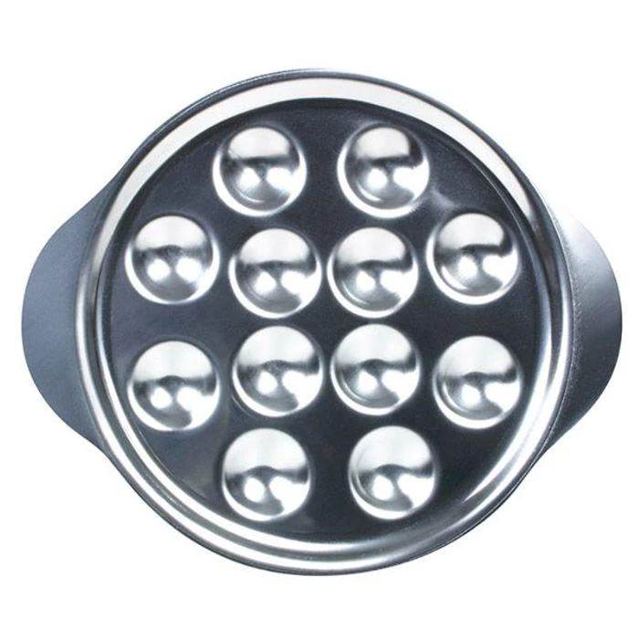 6 assiettes à escargots en inox - 12 empreintes Chevalier diffusion