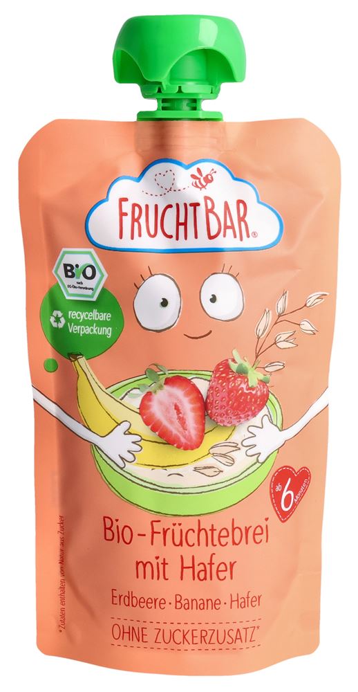 FRUCHTBAR Früchtebrei<br>120 g, Beutel, Bio Hafer Erdbeere Banane
