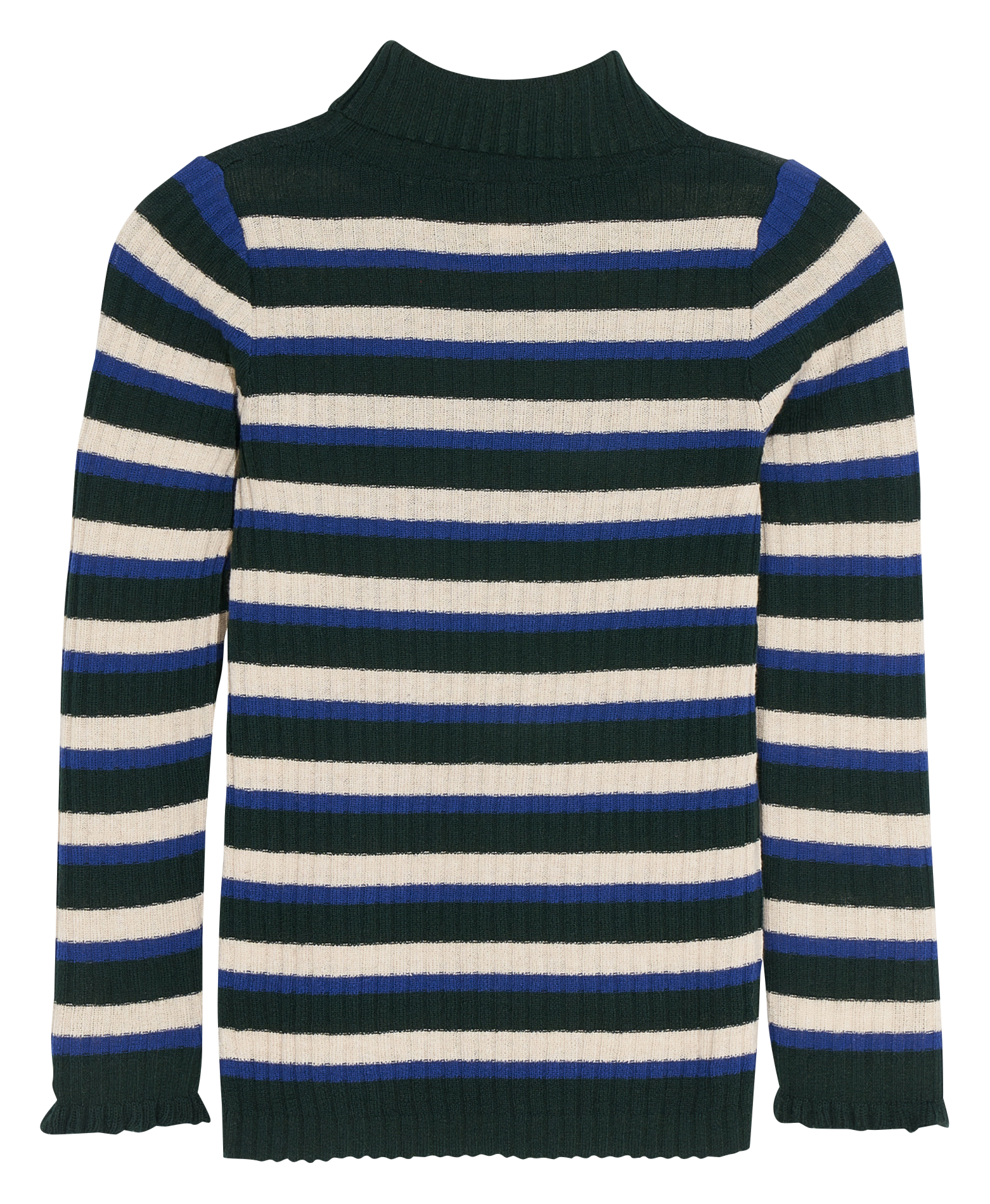 GOULY - Pull col montant côtelé en coton mélangé| Bleu