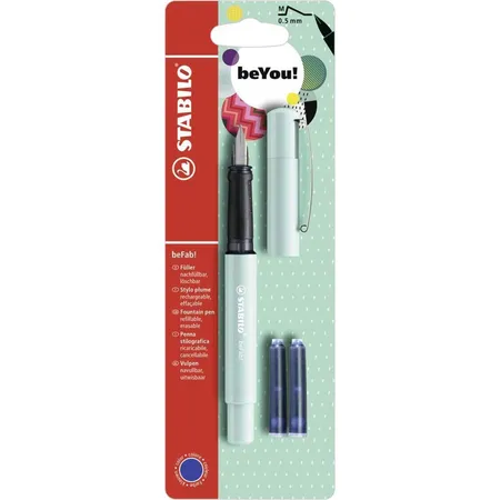 Füller - STABILO beFab! Pastel in türkis - Einzelstift - inklusive 3 Patronen