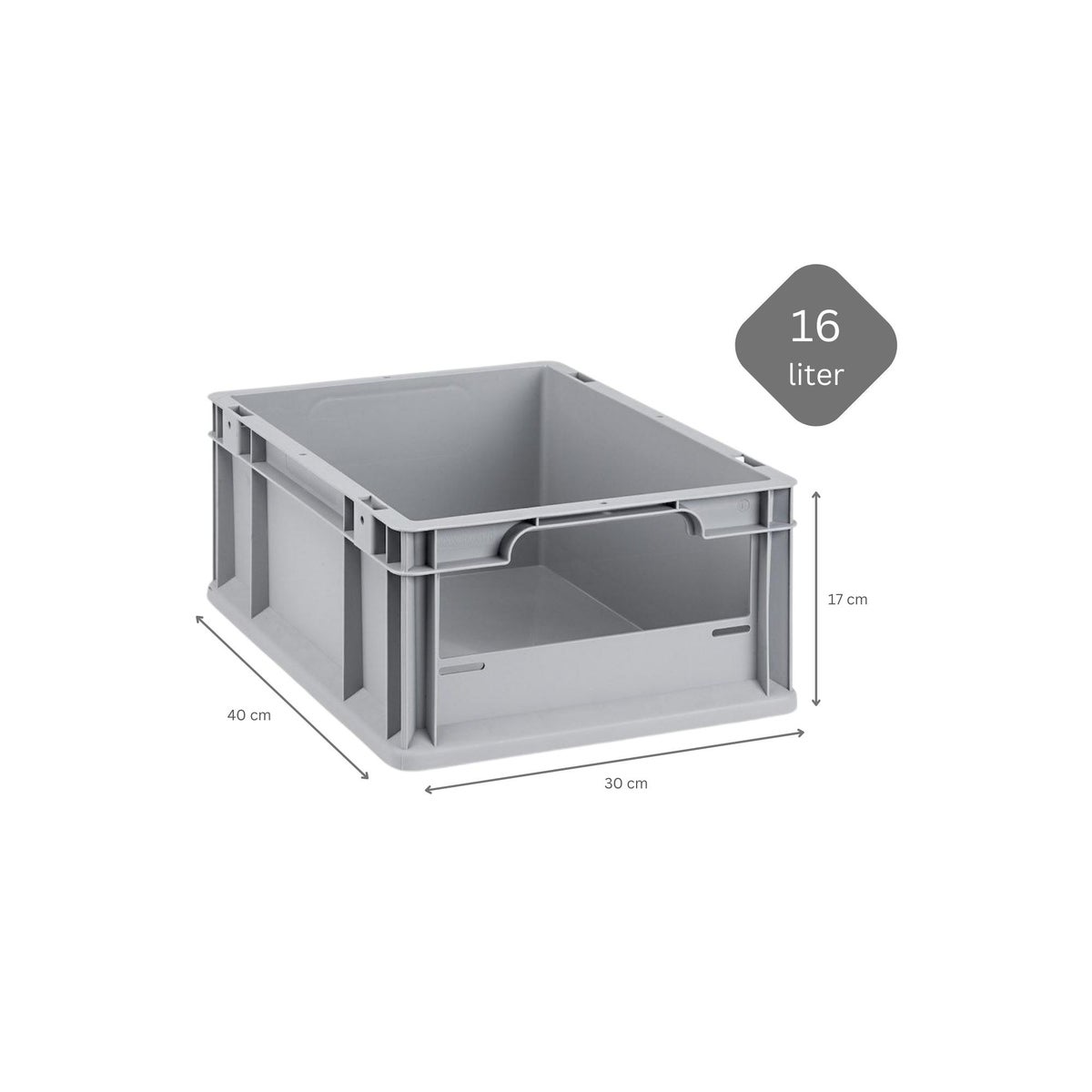 PROREGAL Eurobox NextGen Insight HxBxD 17 x 30 x 40 cm 16 liter Voorzijde Open Euro Container Transportbox
