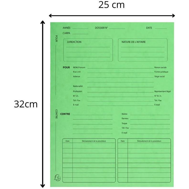 Paquet de 25 dossiers de procédure carte lustrée 25x32cm