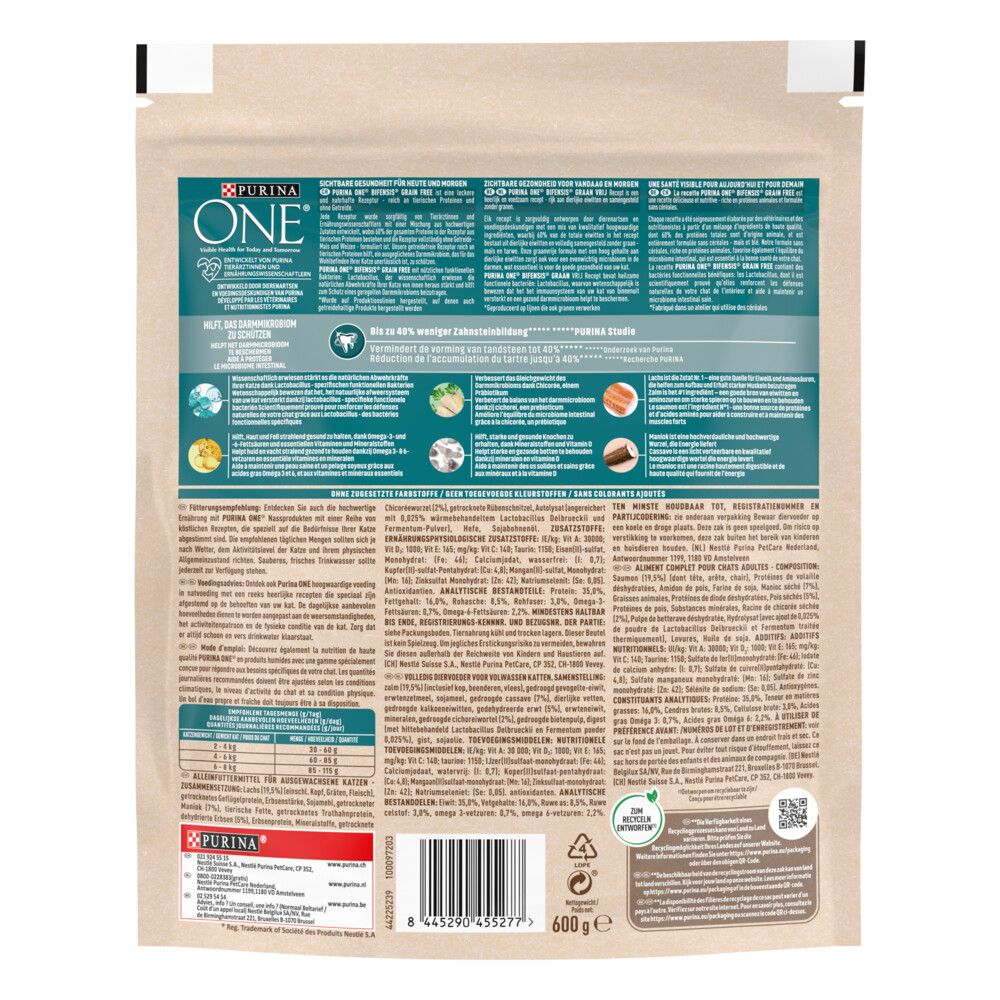 Purina ONE Adult Zalm Graanvrij600 gr