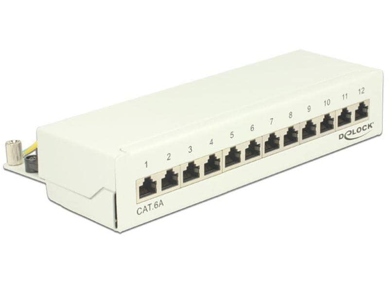 Delock Netzwerkpanel 12 Port Desktop Cat.6A LSA weiss Desktop Patchpanel 12 Port Cat.6A weiss