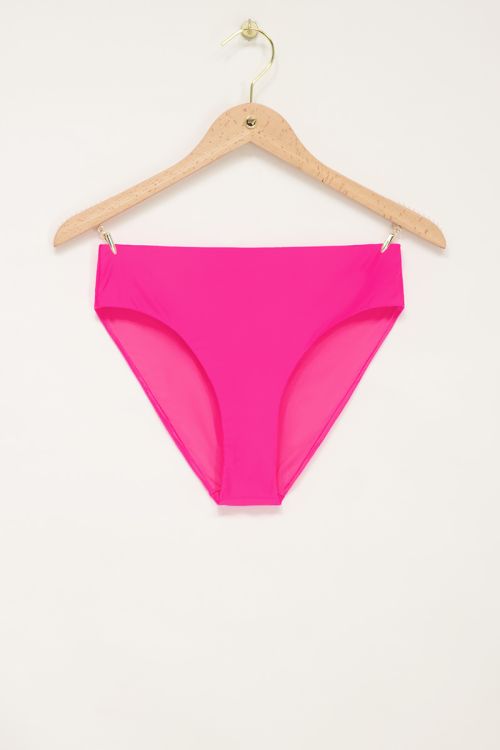 Neon roze high waist bikini broekje glanzend
